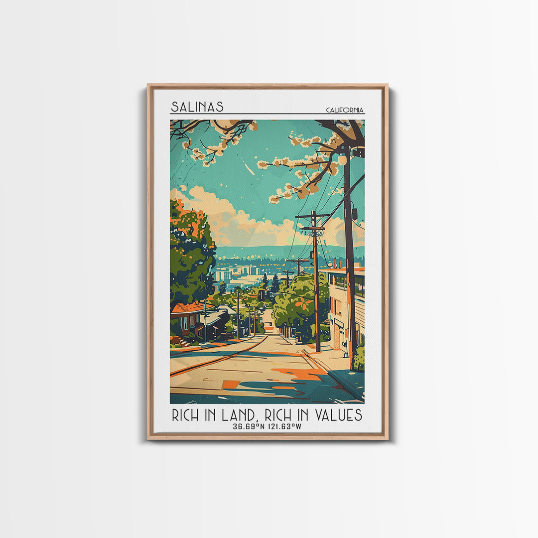 Salinas California Travel Poster, Canvas Print, Travel Prints, Landscape Art, Retro Travel Poster, Wanderlust Gift, Gallery Wall Set