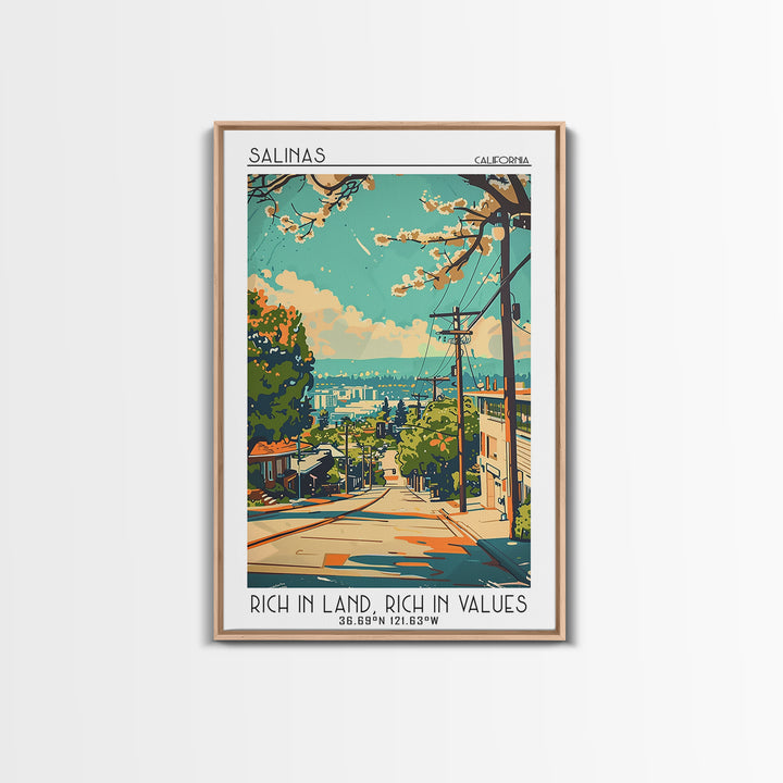 Salinas California Travel Poster, Canvas Print, Travel Prints, Landscape Art, Retro Travel Poster, Wanderlust Gift, Gallery Wall Set