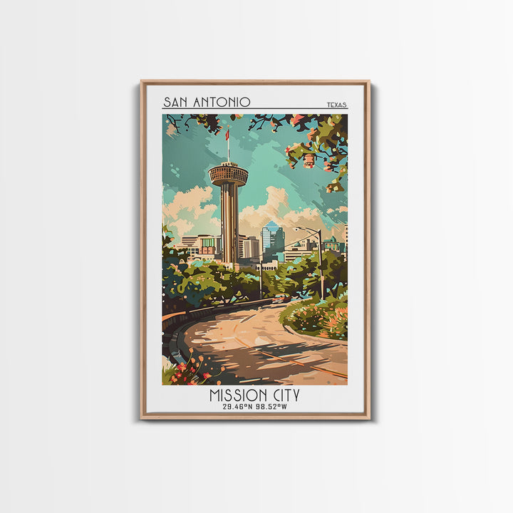 San Antonio Texas Travel Poster, Canvas Print, Retro Wall Art, Travel Print, Retro Travel Poster, Vintage Travel, City Travel Poster