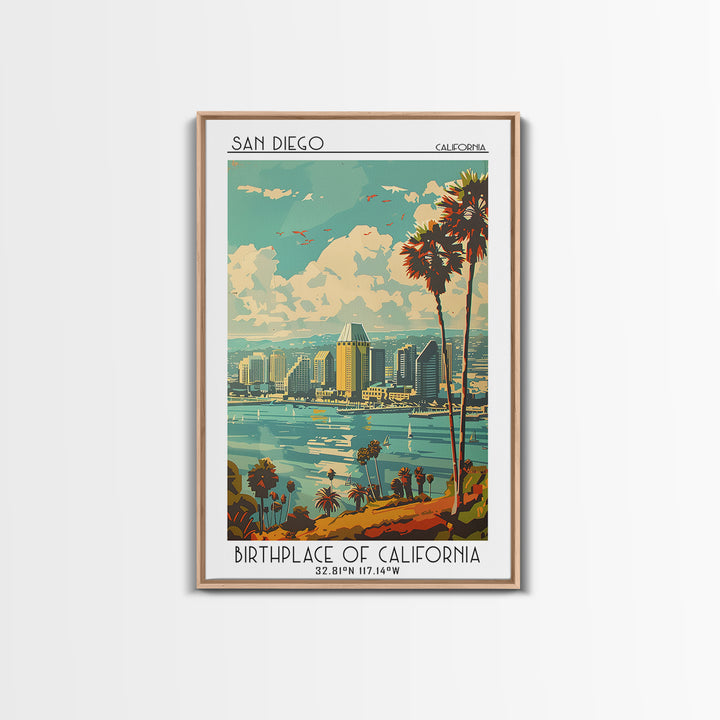 San Diego Travel Poster, Framed Canvas Print, City Travel Poster, Travel Wall Art, Wanderlust Gift, Gallery Wall Set, Vintage Poster