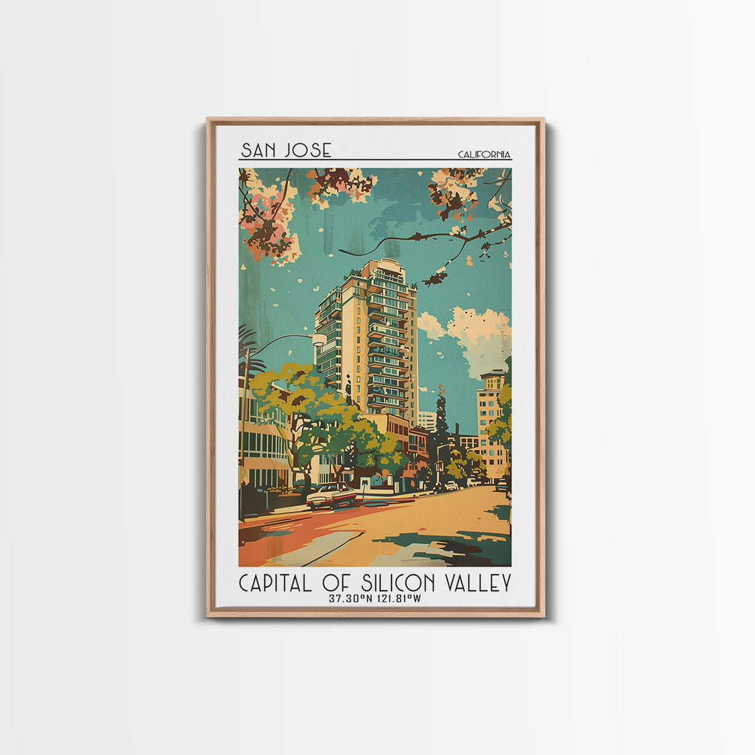 San Jose Travel Poster, Canvas Print, Travel Prints, Landscape Art, Travel Posters, Retro Wall Art, Retro Travel Print, Travel Decor