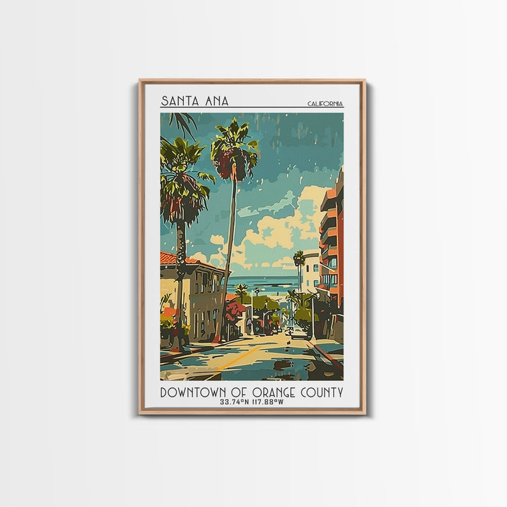 Santa Ana Travel Poster, Framed Canvas Print, Travel Wall Art, City Wall Art, Travel Prints, Home Office Decor, Watercolor Cityscape