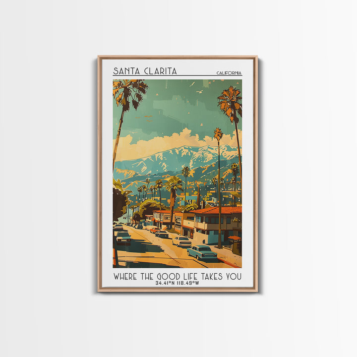 Santa Clarita California Travel Poster, Framed Canvas Print, City Travel Poster, Travel Wall Art, Home Decor, Travel Decor, Wall Art