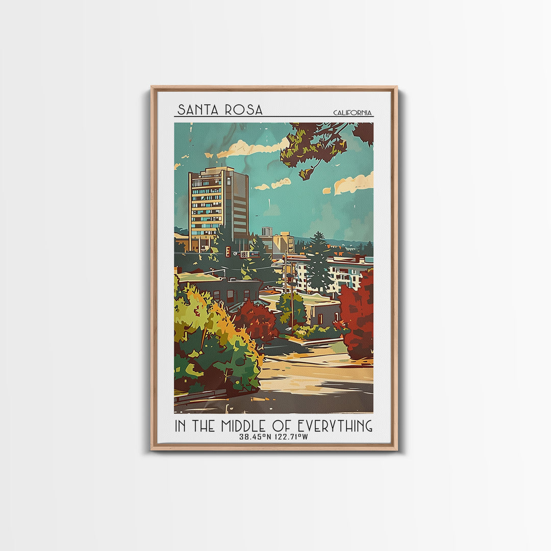 Santa Rosa Travel Poster, Canvas Print, Travel Wall Decor, Minimalist Poster, Poster Art, Travel Prints, Wall Art, City Illustration