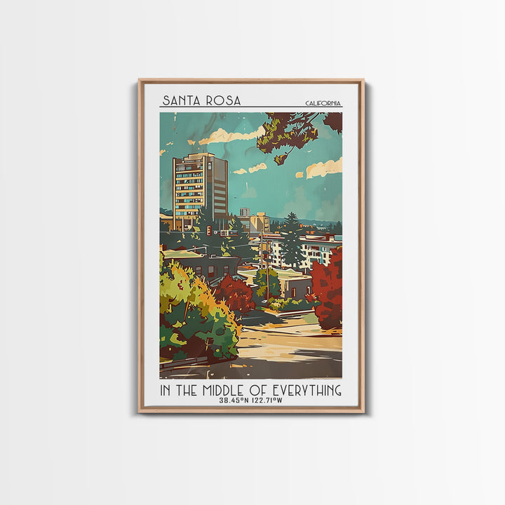 Santa Rosa Travel Poster, Canvas Print, Travel Wall Decor, Minimalist Poster, Poster Art, Travel Prints, Wall Art, City Illustration