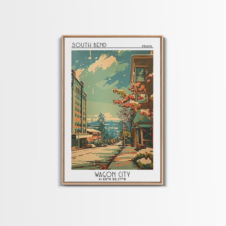 South Bend Indiana Travel Poster, Framed Canvas Print, Poster Print, Travel Wall Art, Travel Decor, City Art Print, Gallery Wall Set