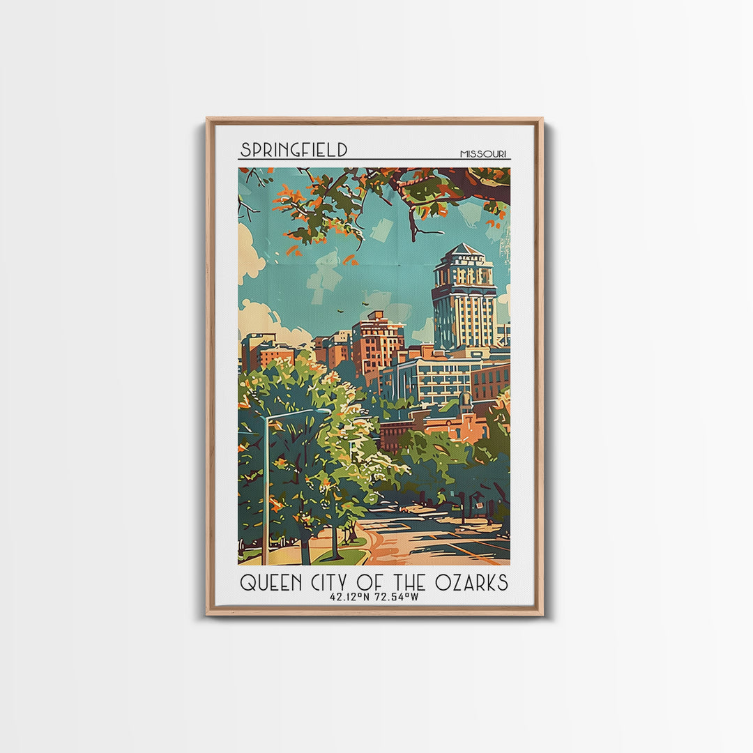 Springfield Missouri Travel Poster, Canvas Print, City Art Print, Travel Wall Art, Wall Art, Travel Wall Decor, Living Room Wall Art