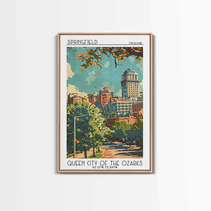 Springfield Missouri Travel Poster, Canvas Print, City Art Print, Travel Wall Art, Wall Art, Travel Wall Decor, Living Room Wall Art