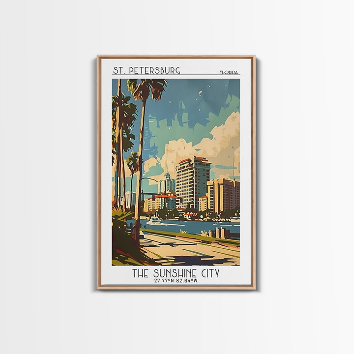 St Petersburg Florida Travel Poster, Framed Canvas Print, Travel Wall Art, City Wall Art, Travel Art Print, Home Decor, Travel Print