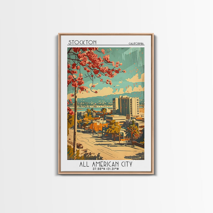 Stockton Travel Poster, Framed Canvas Print, City Travel Poster, Travel Wall Art, Wall Art, Travel Decor, Poster Art, Travel Posters