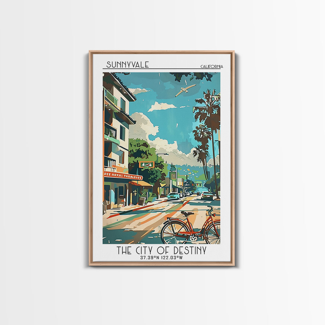 Sunnyvale California Travel Poster, Canvas Print, Retro Travel Poster, City Wall Art, Travel Posters, Retro Wall Art, City Art Print