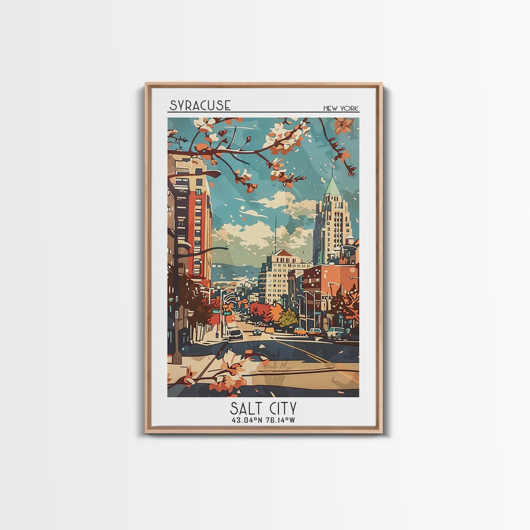 Syracuse Travel Poster, Framed Canvas Print, City Travel Poster, Travel Wall Decor, Gallery Wall Set, Watercolor Cityscape, Wall Art
