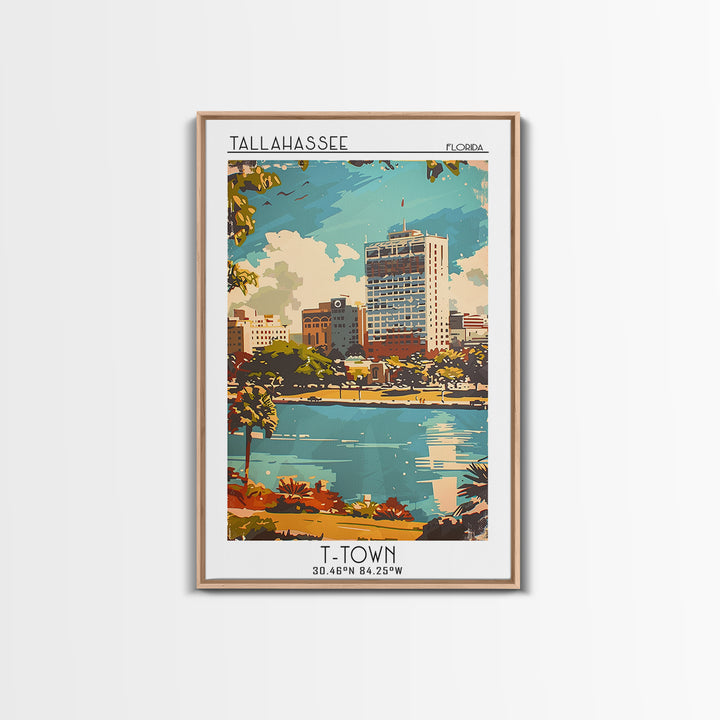 Tallahassee Florida Travel Poster, Framed Canvas Print, Travel Art Print, Modern Wall Decor, City Travel Poster, Retro Travel Poster