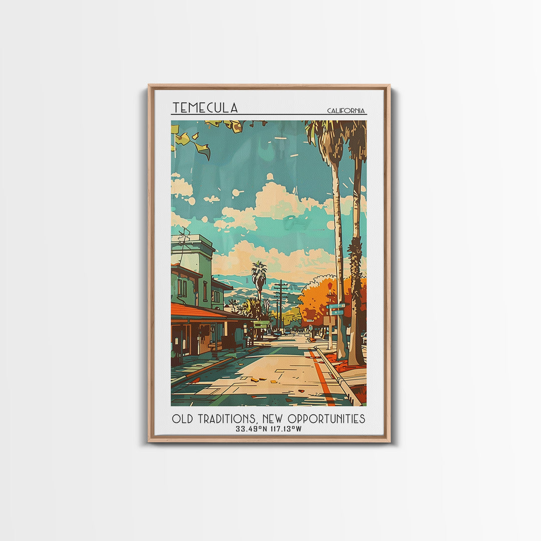Temecula Travel Poster, Framed Canvas Print, City Art Print, Travel Wall Art, Travel Decor, Wanderlust Gift, Travel Print, Art Print