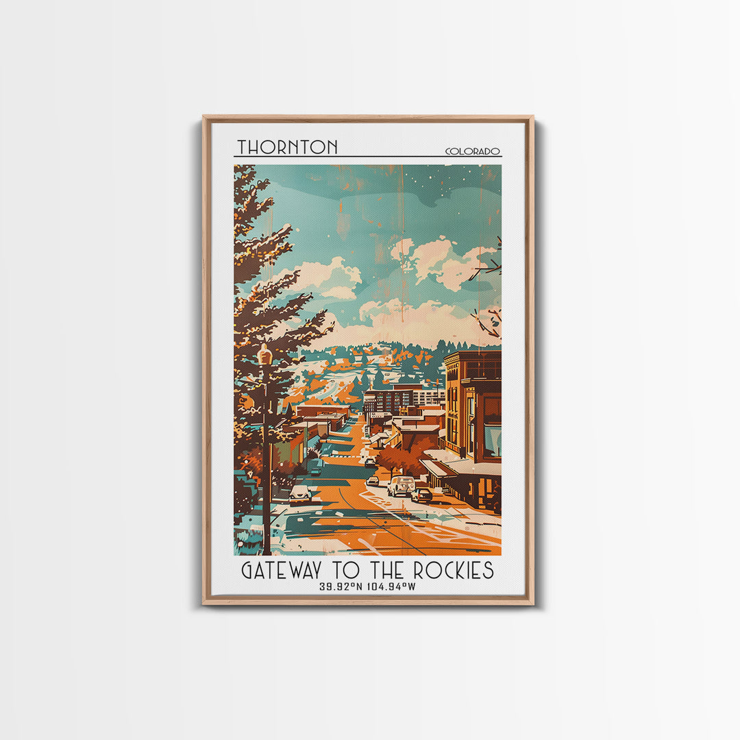 Thornton Travel Poster, Framed Canvas Print, City Art Print, Travel Wall Art, Travel Prints, City Illustration, Living Room Wall Art