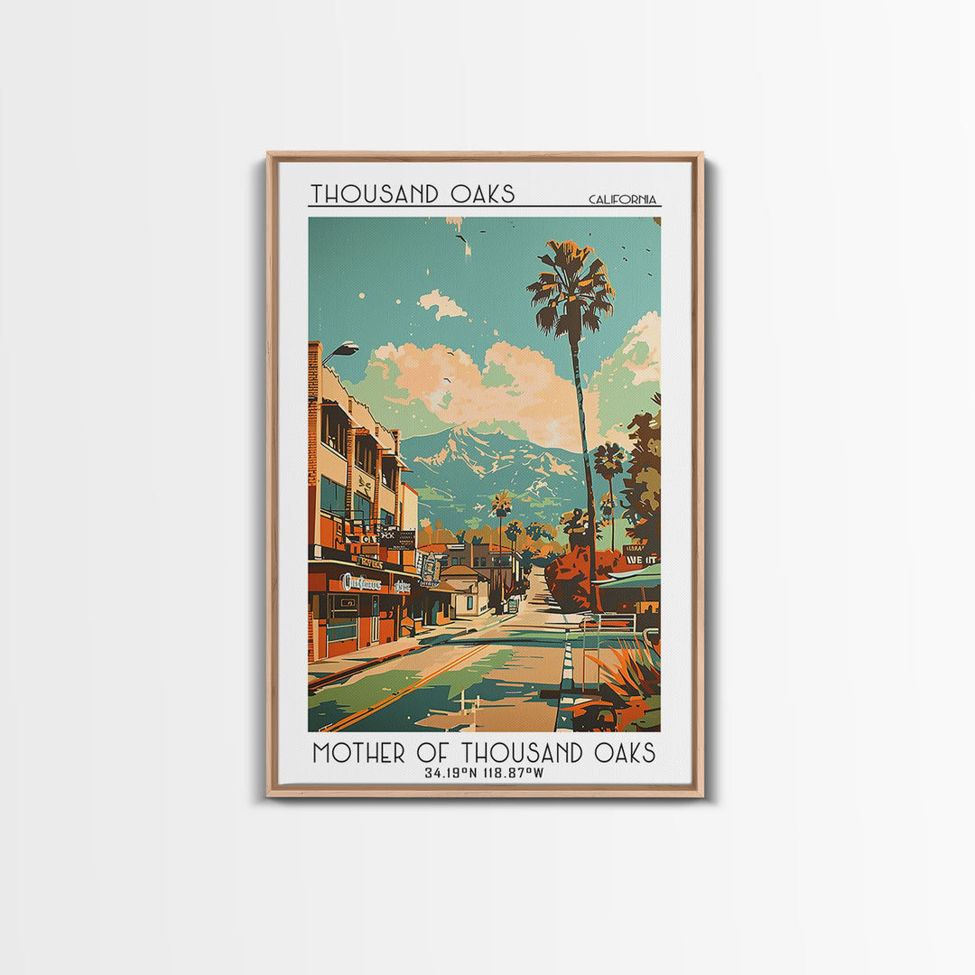 Thousand Oaks California Travel Poster, Canvas Print, Retro Travel Poster, City Wall Art, Wall Art, Mid Century Wall Art, Home Decor