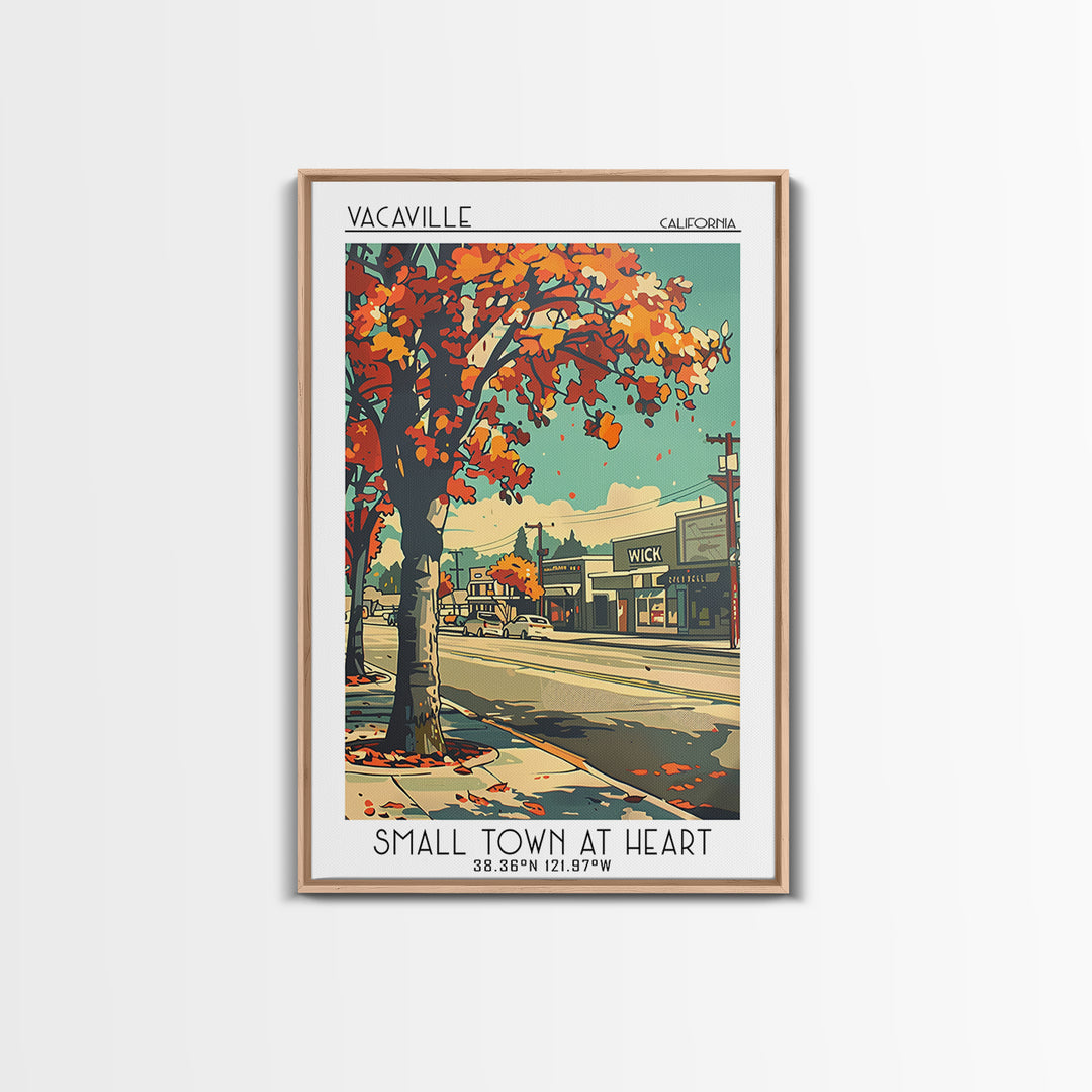 Vacaville Travel Poster, Framed Canvas Print, City Travel Poster, Travel Wall Art, City Illustration, Living Room Wall Art, Wall Art