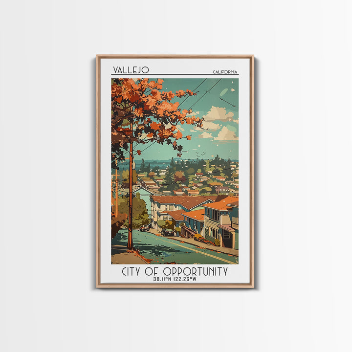 Vallejo Travel Poster, Framed Canvas Print, Travel Art Print, Modern Wall Decor, Travel Wall Decor, City Art Print, Gallery Wall Set