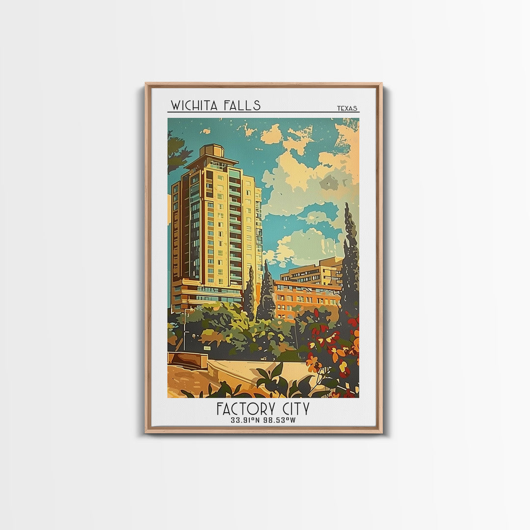Wichita Falls Travel Poster, Framed Canvas Print, City Travel Poster, Vintage City Poster, Vintage Travel Art, Art Print, Poster Art