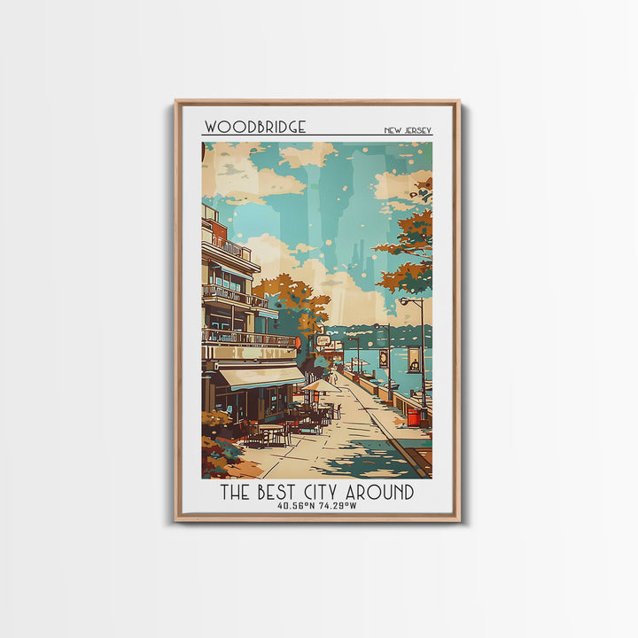 Woodbridge New Jersey Travel Poster, Canvas Print, City Travel Poster, Travel Wall Art, Retro Wall Art, Travel Print, Fine Art Print