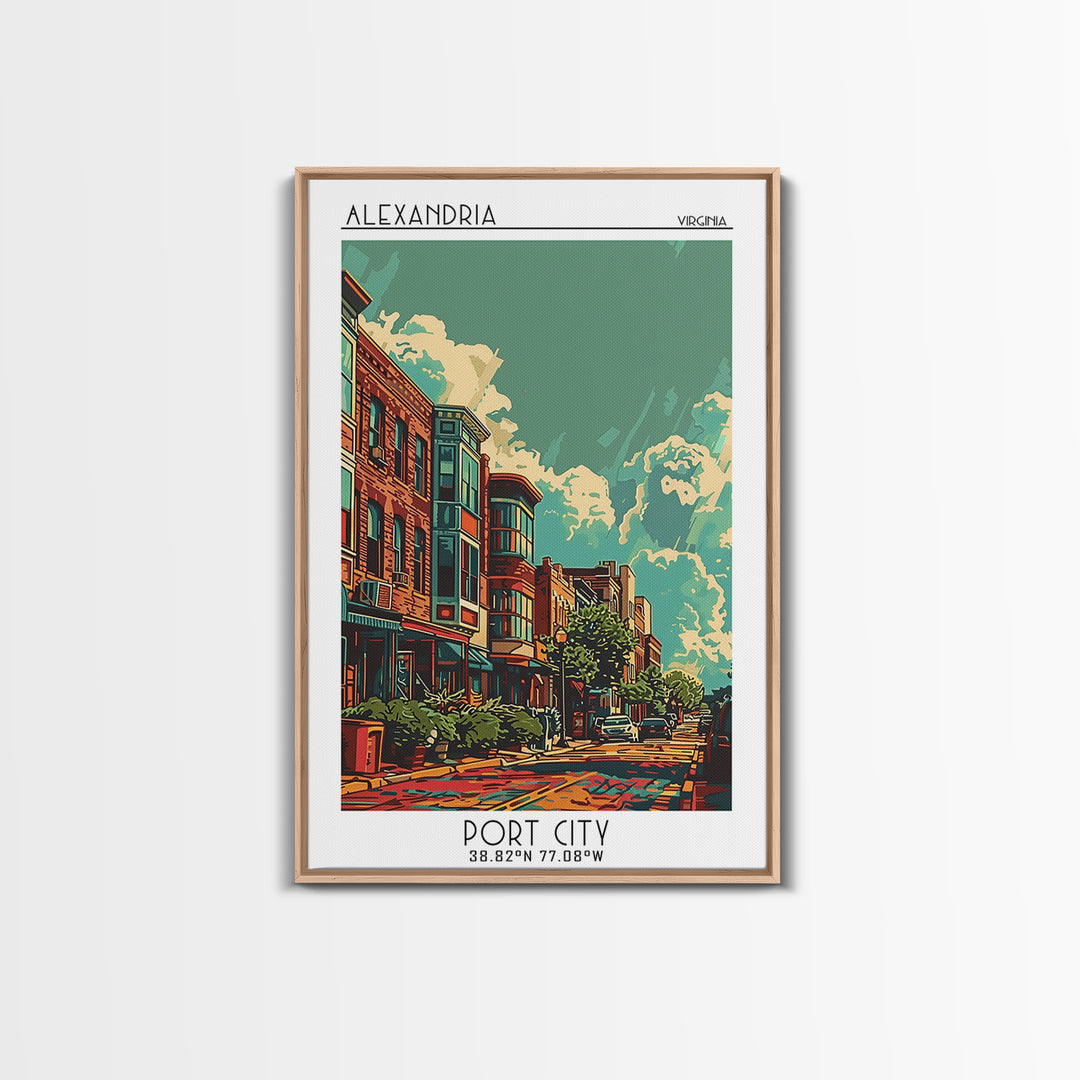Alexandria Travel Poster, Framed Canvas Print, Travel Art Print, Modern Wall Decor, City Travel Poster, Wall Art, Retro Travel Print