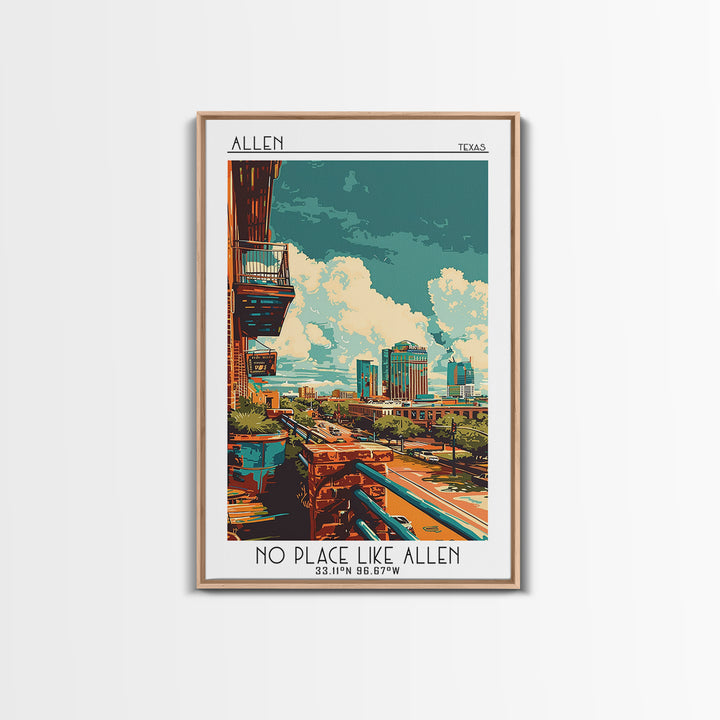 Allen Travel Poster, Canvas Print, Retro Travel Poster, City Wall Art, Art Print, Travel Wall Art, Colorful Wall Art, Travel Posters