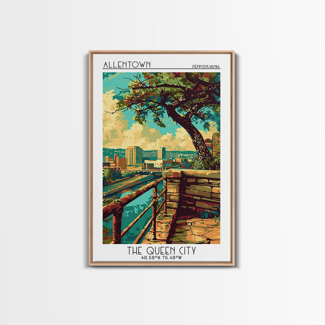 Allentown Travel Poster, Canvas Print, Retro Travel Poster, City Wall Art, Living Room Wall Art, Retro Travel Print, Vintage Posters