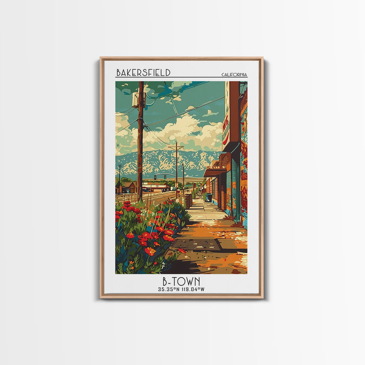 Bakersfield Travel Poster, Canvas Print, Travel Art Print, Modern Wall Decor, Colorful Wall Art, Travel Prints, Living Room Wall Art