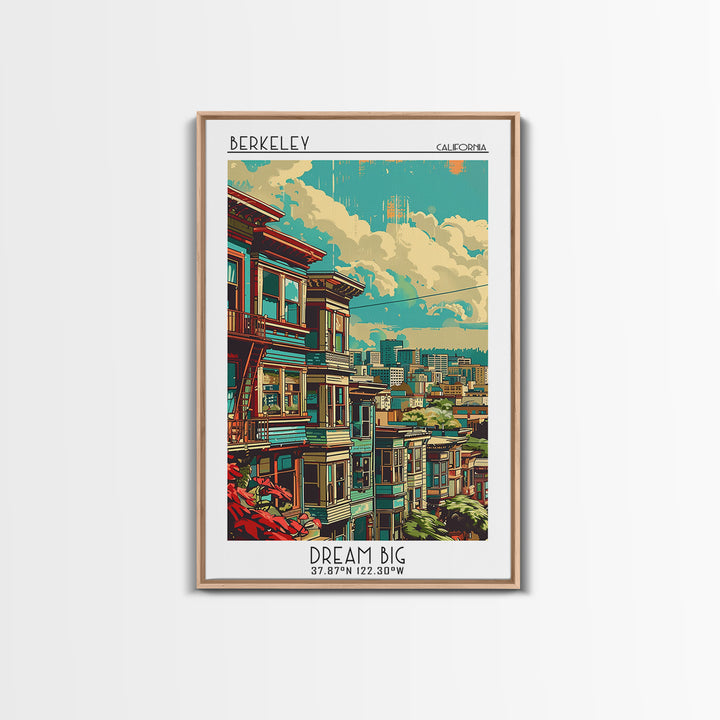 Berkeley Travel Poster, Framed Canvas Print, City Travel Poster, Travel Wall Art, Travel Print, Travel Wall Decor, City Illustration