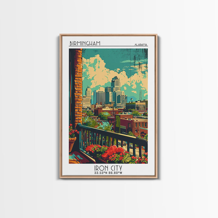 Birmingham Travel Poster, Canvas Print, City Art Print, Travel Wall Art, Art Print, Wanderlust Gift, Home Office Decor, Travel Print