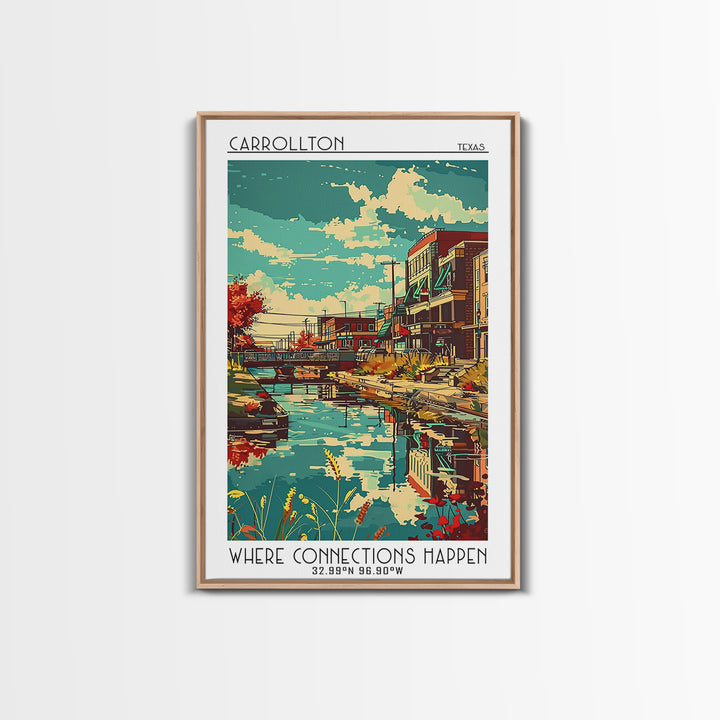 Carrollton Travel Poster, Framed Canvas Print, Poster Print, Travel Wall Art, Retro Travel Poster, City Illustration, Retro Wall Art