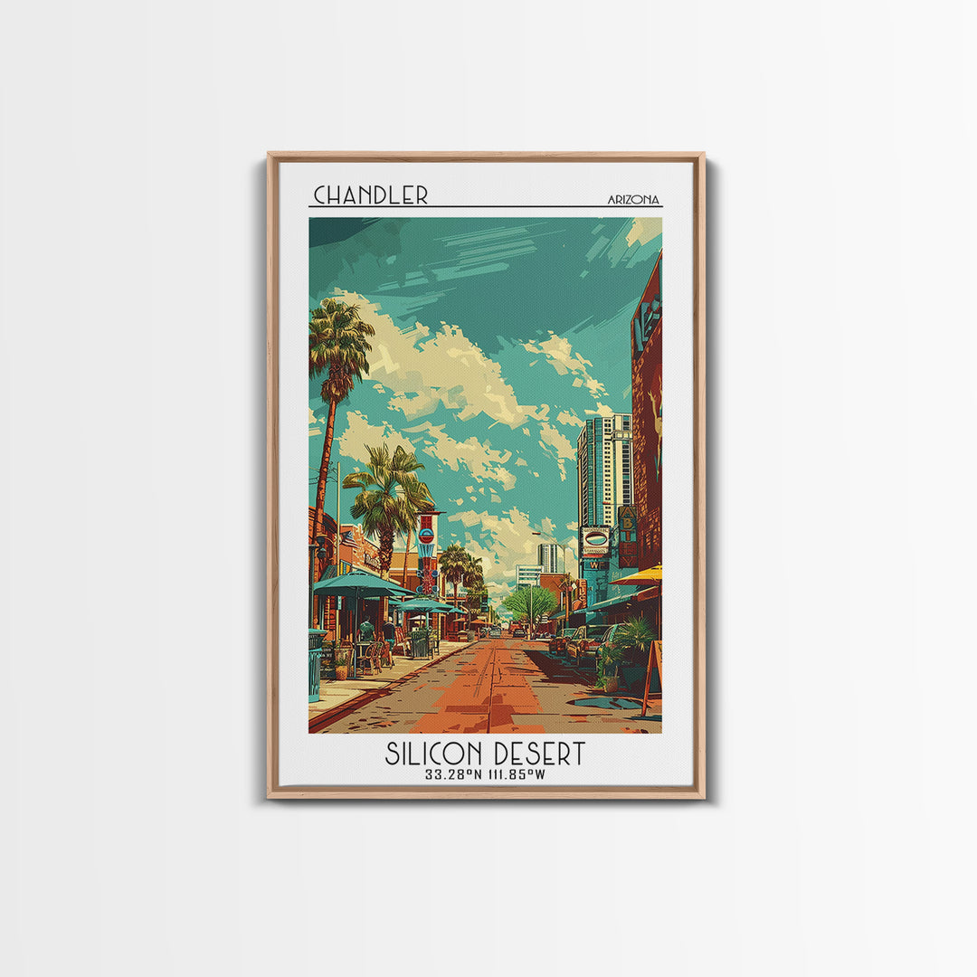 Chandler Travel Poster, Framed Canvas Print, City Art Print, Travel Wall Art, Mid Century Wall Art, Minimalist Poster, Landscape Art