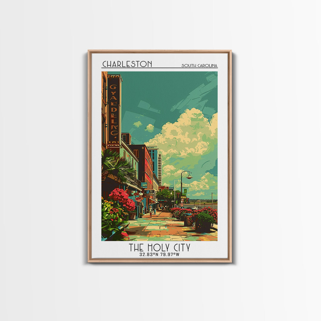 Charleston Travel Poster, Canvas Print, Retro Travel Poster, City Wall Art, Minimalist Poster, Home Office Decor, Retro Travel Print