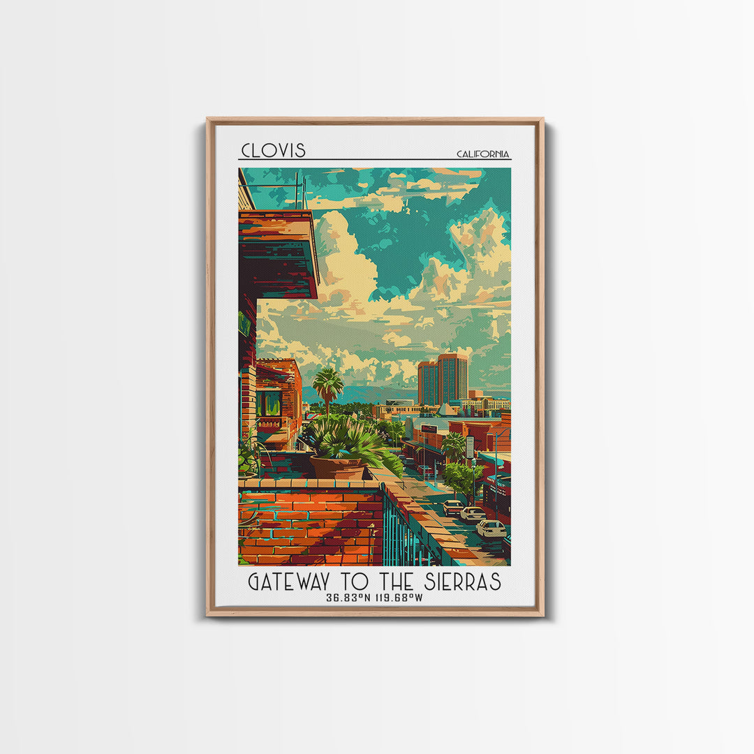 Clovis Travel Poster, Framed Canvas Print, City Art Print, Travel Wall Art, Wanderlust Gift, Poster Art, Landscape Art, Poster Print