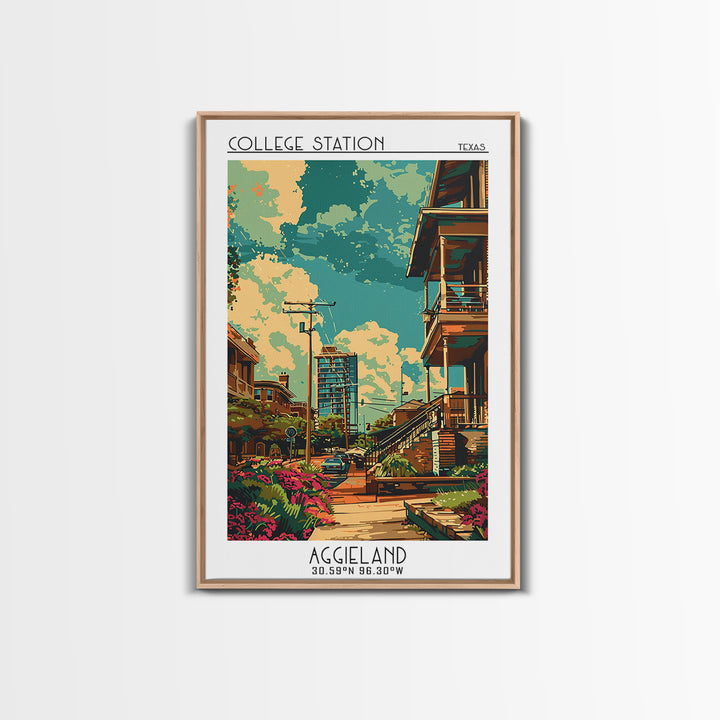 College Station Travel Poster, Framed Canvas Print, City Travel Poster, Travel Wall Art, Travel Print, Landscape Art, Travel Posters