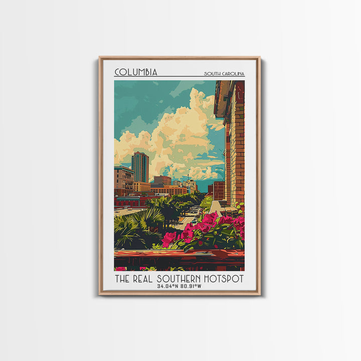 Columbia South Carolina Travel Poster, Canvas Print, Retro Travel Poster, City Wall Art, Poster Art, Travel Decor, City Illustration