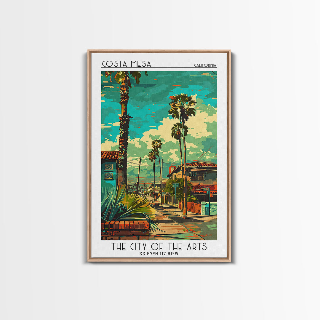Costa Mesa Travel Poster, Canvas Print, Retro Travel Poster, City Wall Art, Watercolor Cityscape, City Travel Poster, Travel Posters