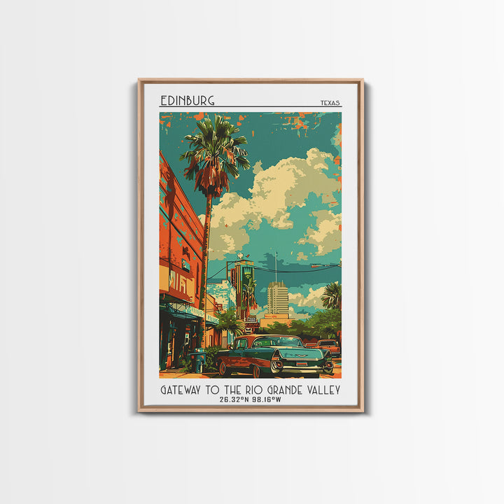 Edinburg Travel Poster, Framed Canvas Print, Retro Travel Poster, City Wall Art, Mid Century Wall Art, Home Decor, Modern Wall Decor