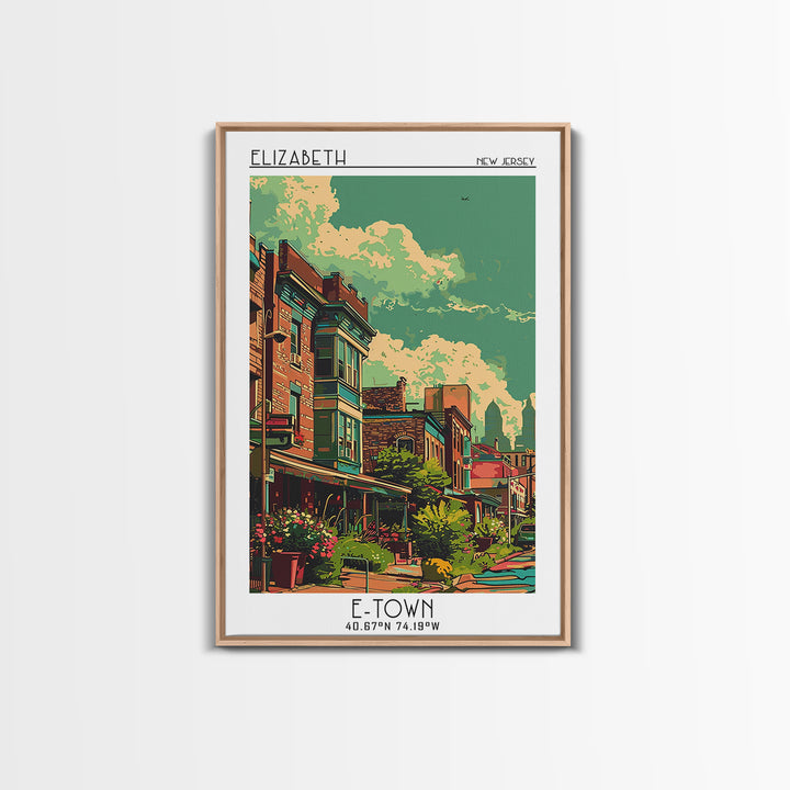 Elizabeth Travel Poster, Framed Canvas Print, Travel Art Print, Modern Wall Decor, Poster Art, City Travel Poster, Colorful Wall Art