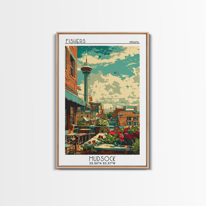 Fishers Travel Poster, Framed Canvas Print, Travel Art Print, Modern Wall Decor, City Wall Art, Poster Art, Poster Print, Home Decor