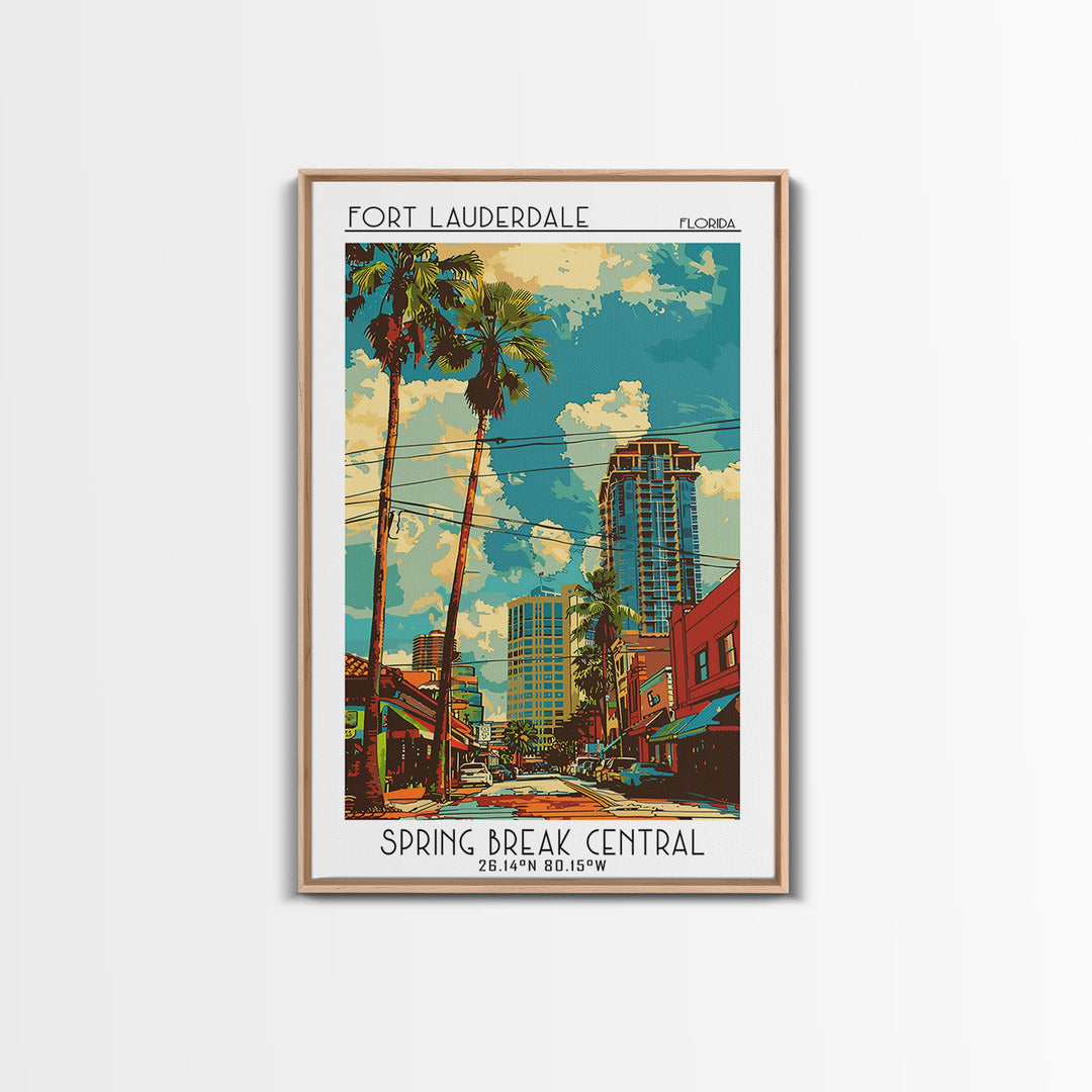 Fort Lauderdale Travel Poster, Canvas Print, City Travel Poster, Travel Wall Art, Wanderlust Gift, Retro Wall Art, Minimalist Poster