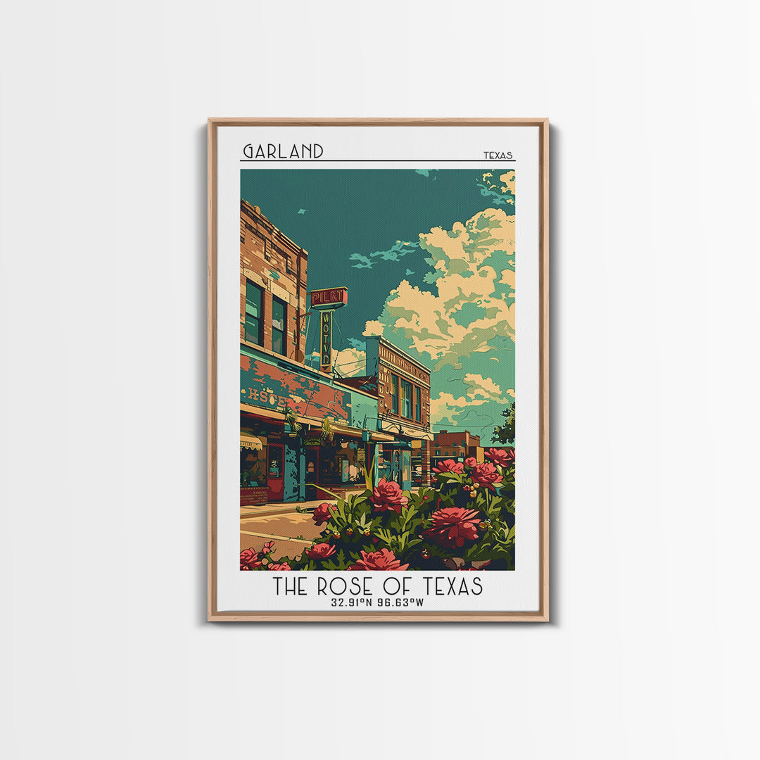 Garland Travel Poster, Canvas Print, Retro Travel Poster, City Wall Art, Travel Wall Decor, Retro Travel Print, Living Room Wall Art