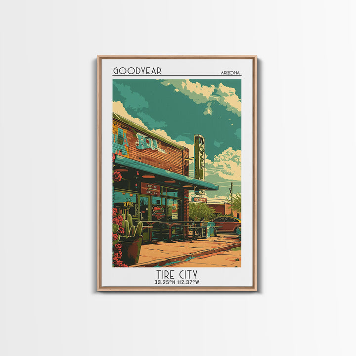 Goodyear Travel Poster, Canvas Print, City Travel Poster, Vintage City Poster, Living Room Wall Art, Travel Wall Art, City Art Print