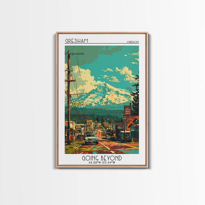 Gresham Travel Poster, Framed Canvas Print, City Travel Poster, Travel Wall Art, Travel Art Print, Minimalist Poster, Retro Wall Art