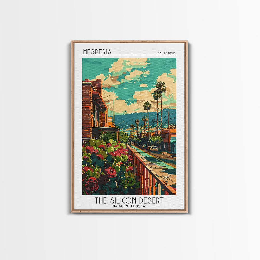 Hesperia Travel Poster, Framed Canvas Print, Vintage Travel Print, City Wall Art, Travel Wall Art, Vintage Travel Art, Landscape Art