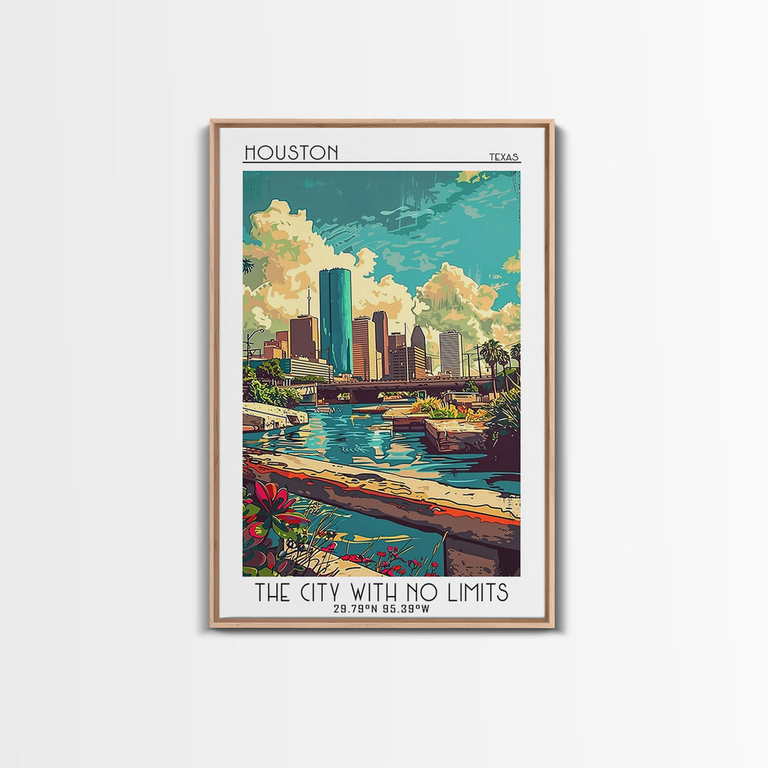 Houston Travel Poster, Canvas Print, City Travel Poster, Travel Wall Art, Art Print, Travel Print, Retro Travel Print, Landscape Art