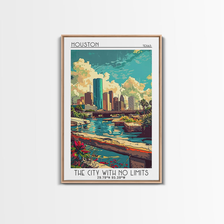 Houston Travel Poster, Canvas Print, City Travel Poster, Travel Wall Art, Art Print, Travel Print, Retro Travel Print, Landscape Art