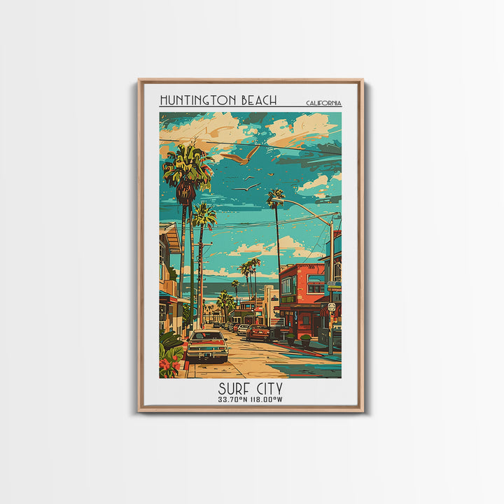 Huntington Beach Travel Poster, Canvas Print, City Travel Poster, Travel Wall Art, Travel Art Print, Home Office Decor, Poster Print