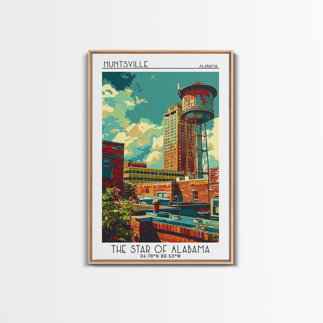 Huntsville Travel Poster, Canvas Print, Poster Print, Travel Wall Art, Travel Wall Decor, Wall Art, Travel Print, Retro Travel Print