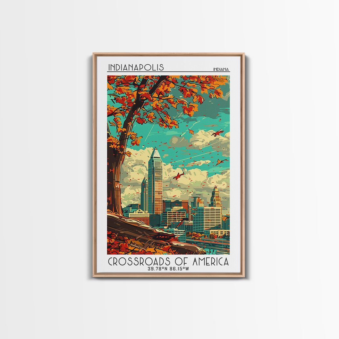 Indianapolis Travel Poster, Canvas Print, Retro Travel Poster, City Wall Art, Art Print, Minimalist Poster, Home Decor, Travel Decor